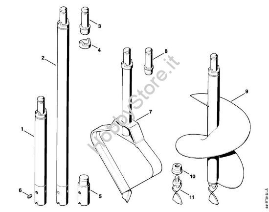 Prolunghe per gambo, sminuzzatore per trapianti, trapano a coclea BT 308 BT 308 brand Stihl